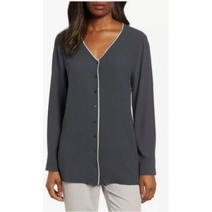 Xxl silk navy Eileen fisher blouse